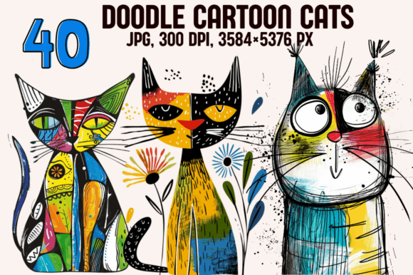 Download Doodle Cartoon Cats - Cats Collection