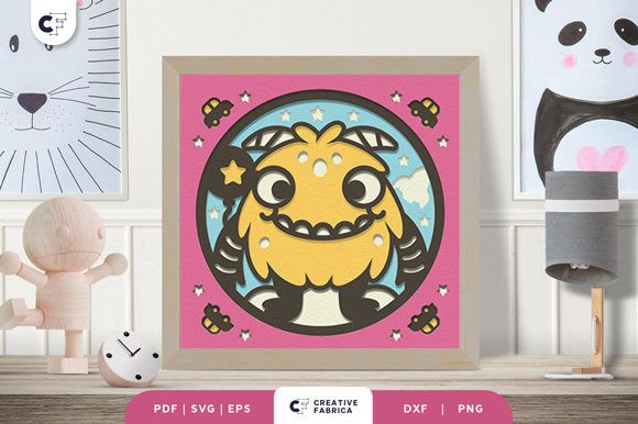 Download Little Monster 3D Shadow Box Paper Cut - Premium Resources
