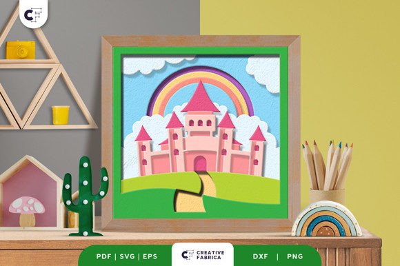 Download Princess Rainbow Fairy Castle 3D SVG - Premium Resources
