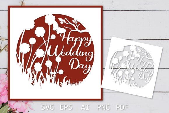 Download Happy Wedding Card SVG, Paper Cut out - Happy Collection
