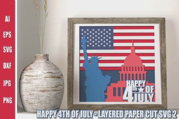 Download Happy 4th of July | Layered American Flag Art - Happy Collection