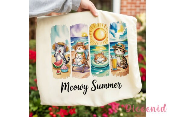 Download Meowy Summer Cats Sublimation Design - Cats Collection